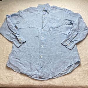 Peter Millar Light Blue 100% Linen Long Sleeve Button Down Shirt Size Medium
